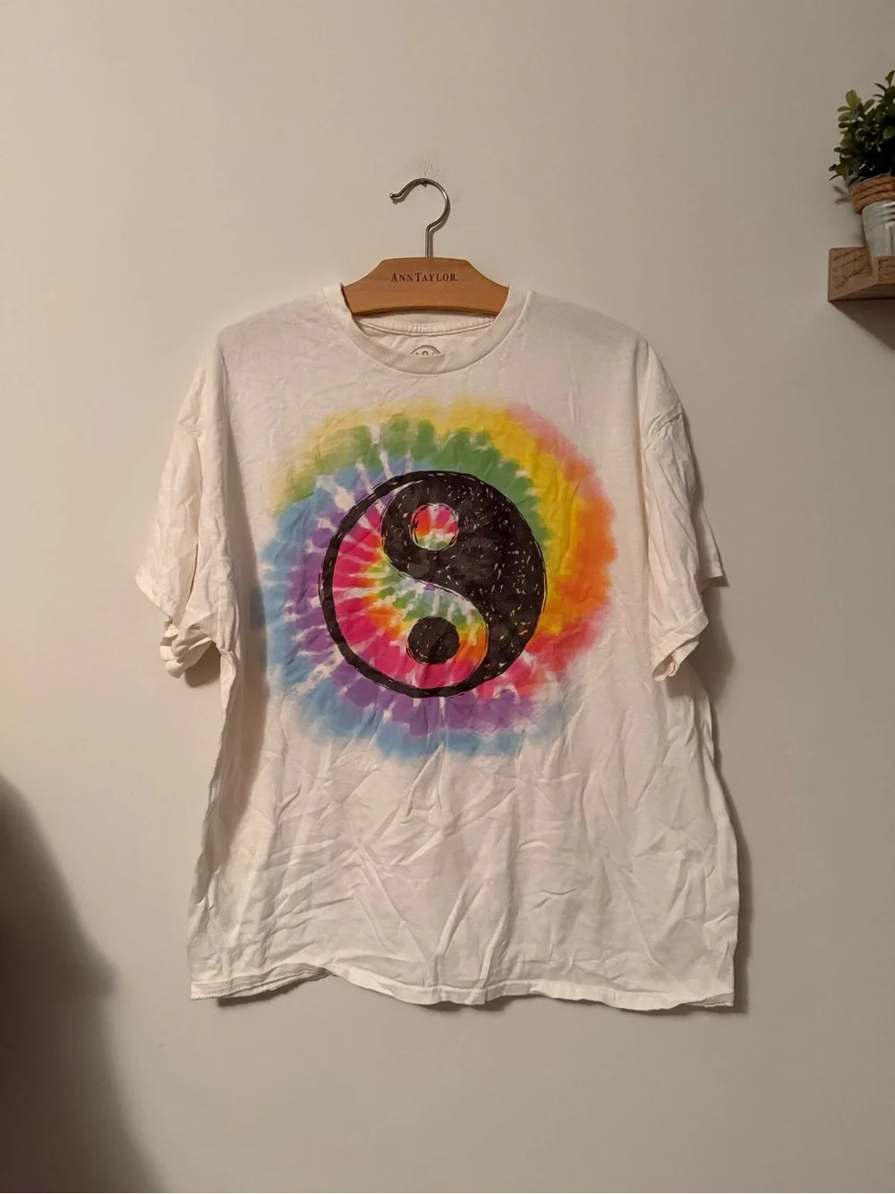 Tie-Dye Yin Yang Short Sleeve Tee - White Multicolor DOM
